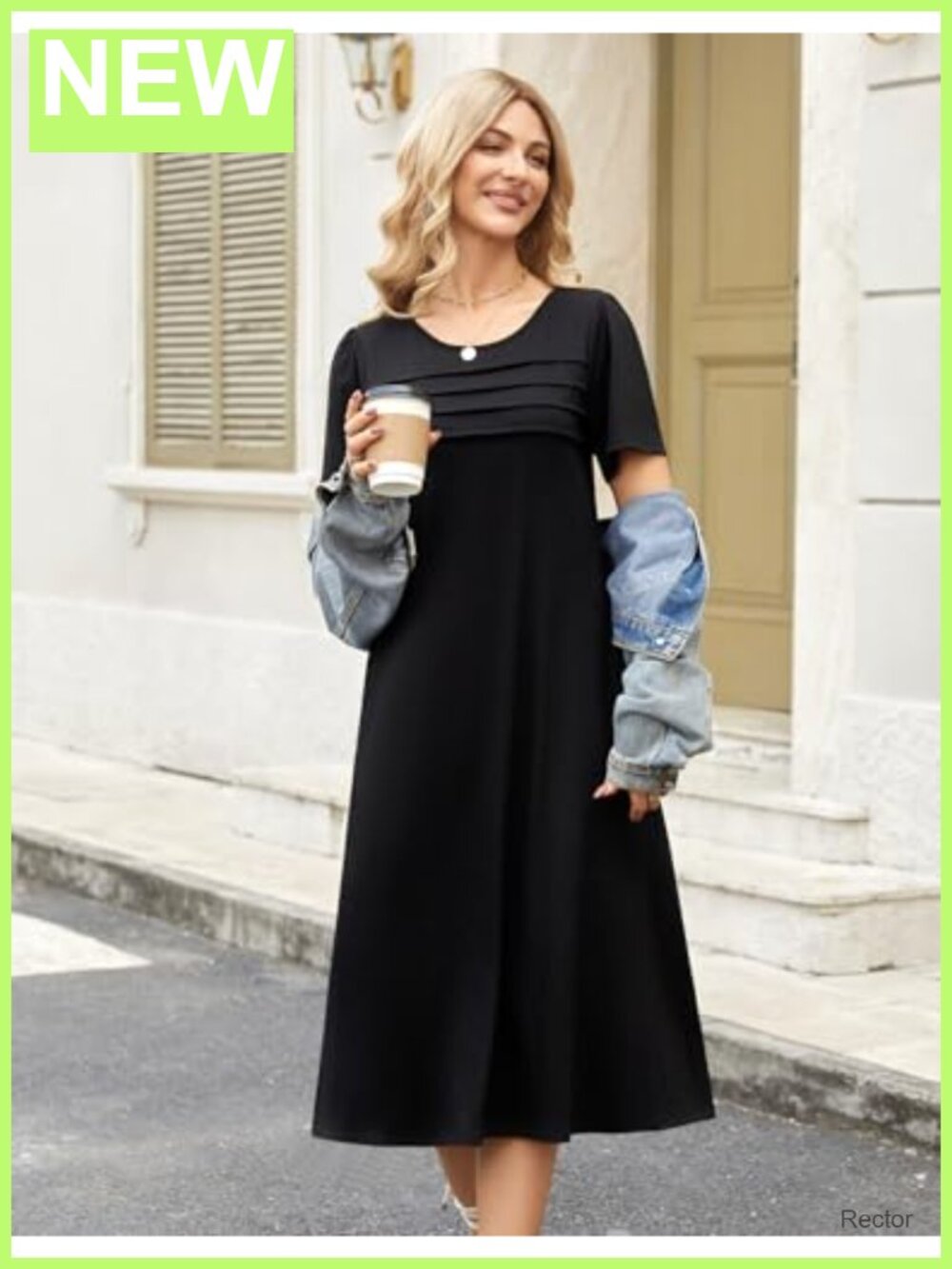 Floral Flare Midi Dress with Pockets Puff Sleeve Summer Beach - Picture 3 of 6